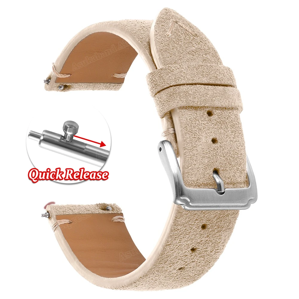 14mm 16mm 18mm 19mm 21mm 20mm 22mm Bandjes Suède Horlogebanden Quick Release zachte Kalfsleer Horlogeband Universele Vrouwen Mannen Armbanden