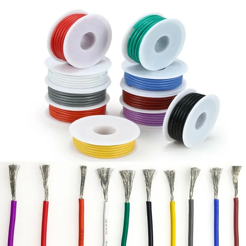17AWG Wire, 10 Colours Stranded Tinned Copper Flexible Silicone High Temperature Resistant Hookup Cable for DIY Appliances/Cars