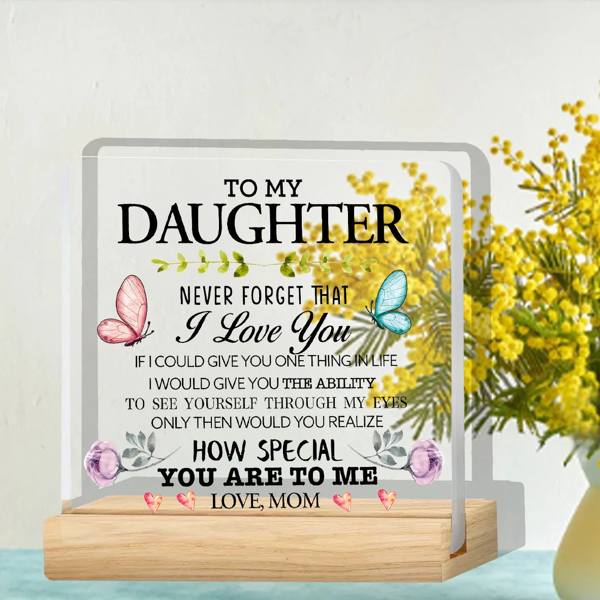 لافتة مكتب من الأكريليك الشفاف مقاس 3.98 × 3.98 بوصة أفكار هدايا للابنة النمو - مثالية لتخرج عيد الميلاد وأعياد الميلاد من أمي #5