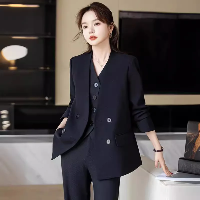 

Formal Women Business Suits Women Professional with Pants and Jackets Coat Waist Coat Vest OL Outfits Set Office Ladies Career