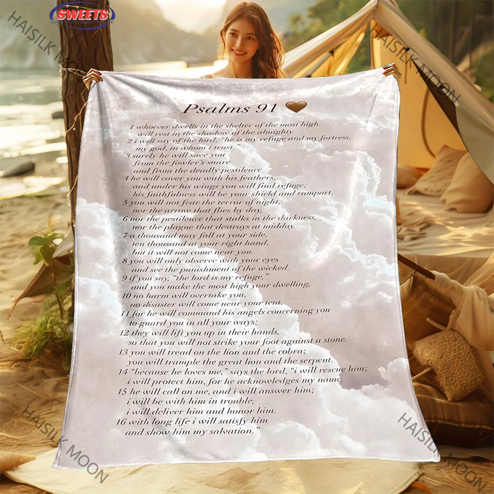 6 حجم مزامير الكتاب المقدس المسيحي الدافئة والملهمة طباعة البطانيات أريكة مكتب غرفة نوم بطانية سوبر لينة ومريحة هدية دافئة