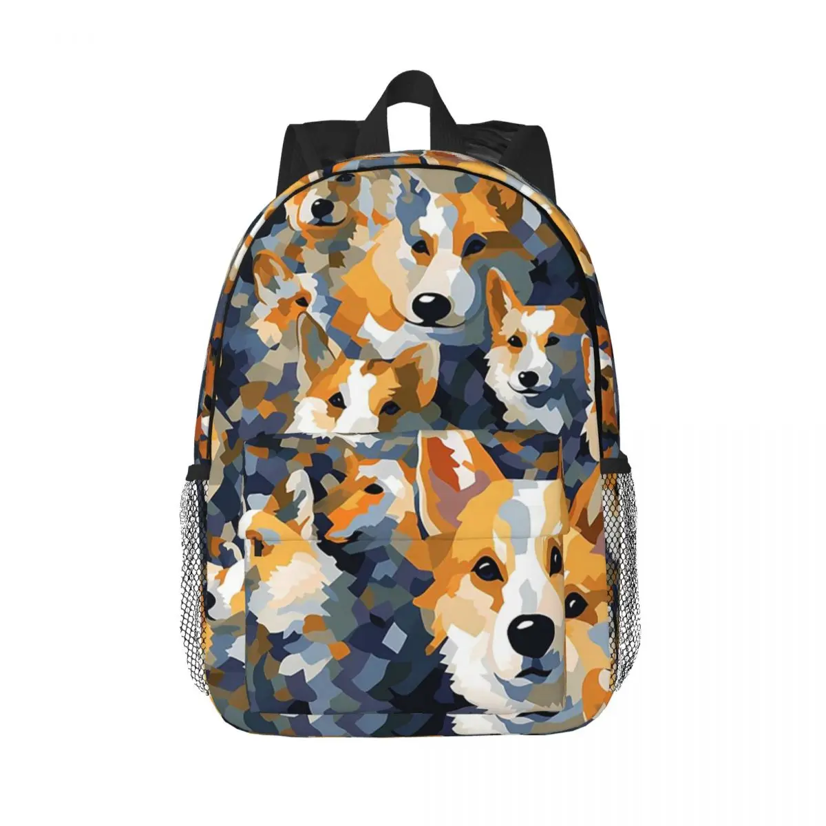 

Pembroke Welsh Corgi In Camouflage Pattern Backpack Hot Sale Daypack Large Capacity Boys Girls BookBag Shoulder Bags