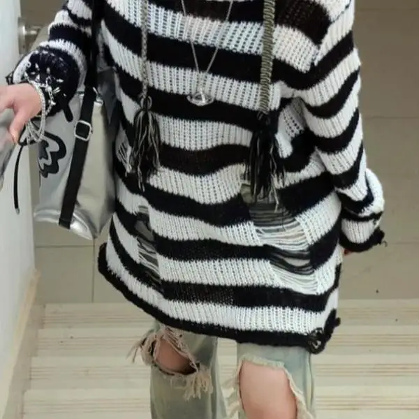 

Мужской вязаный свитер Ne Женский полосатый принт Boat Ne Трикотаж Ciwalk Внутренняя одежда Thiened Nine Sve Длина