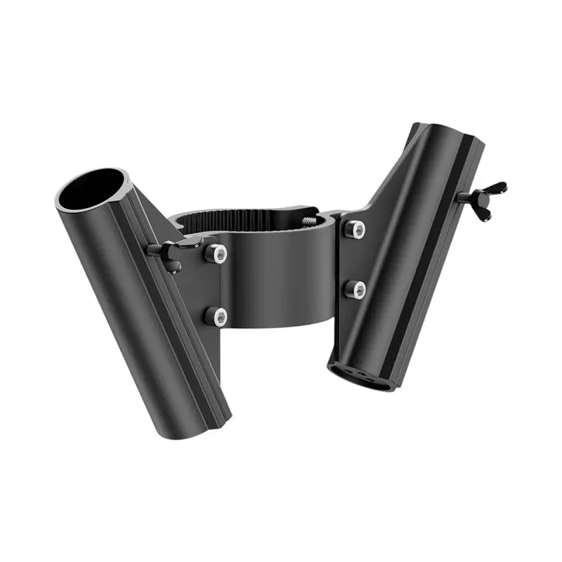【Price Drop !!】-RV Dual Flag Pole Mount For Tongue Jack Trailer Aluminum Holder Kit Display Two Flags At Once For 2