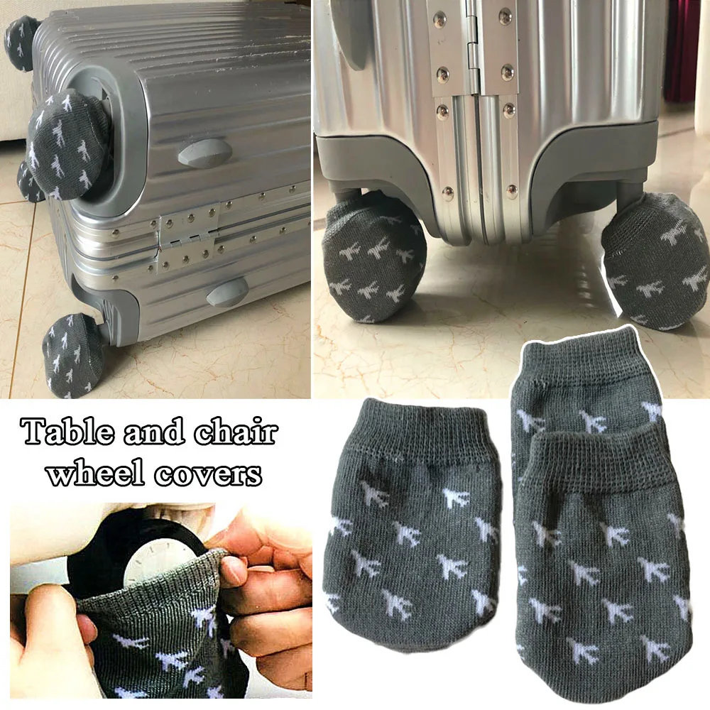 4pcs Luggage Wheels Protector Cover DIY Knit Trolley Case Silent Caster Sleeve Reduce Noise Suitcase Wheels Cover