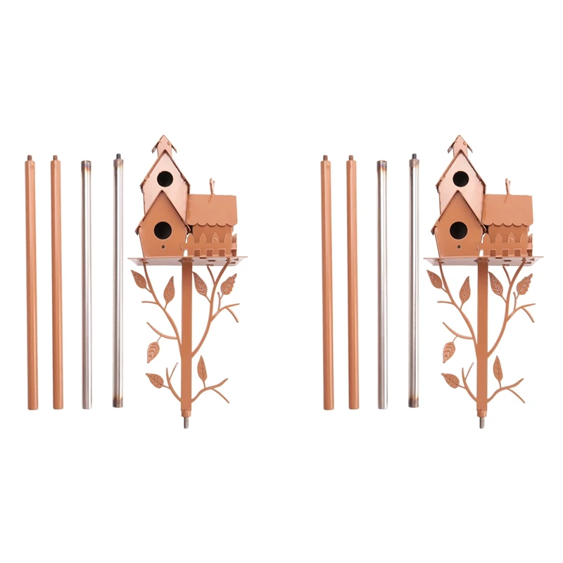 

2X Garden Bird House With Pole Metal Bird Feeders Garden Stakes Bird Houses For Courtyard Backyard Patio Outdoor Style E