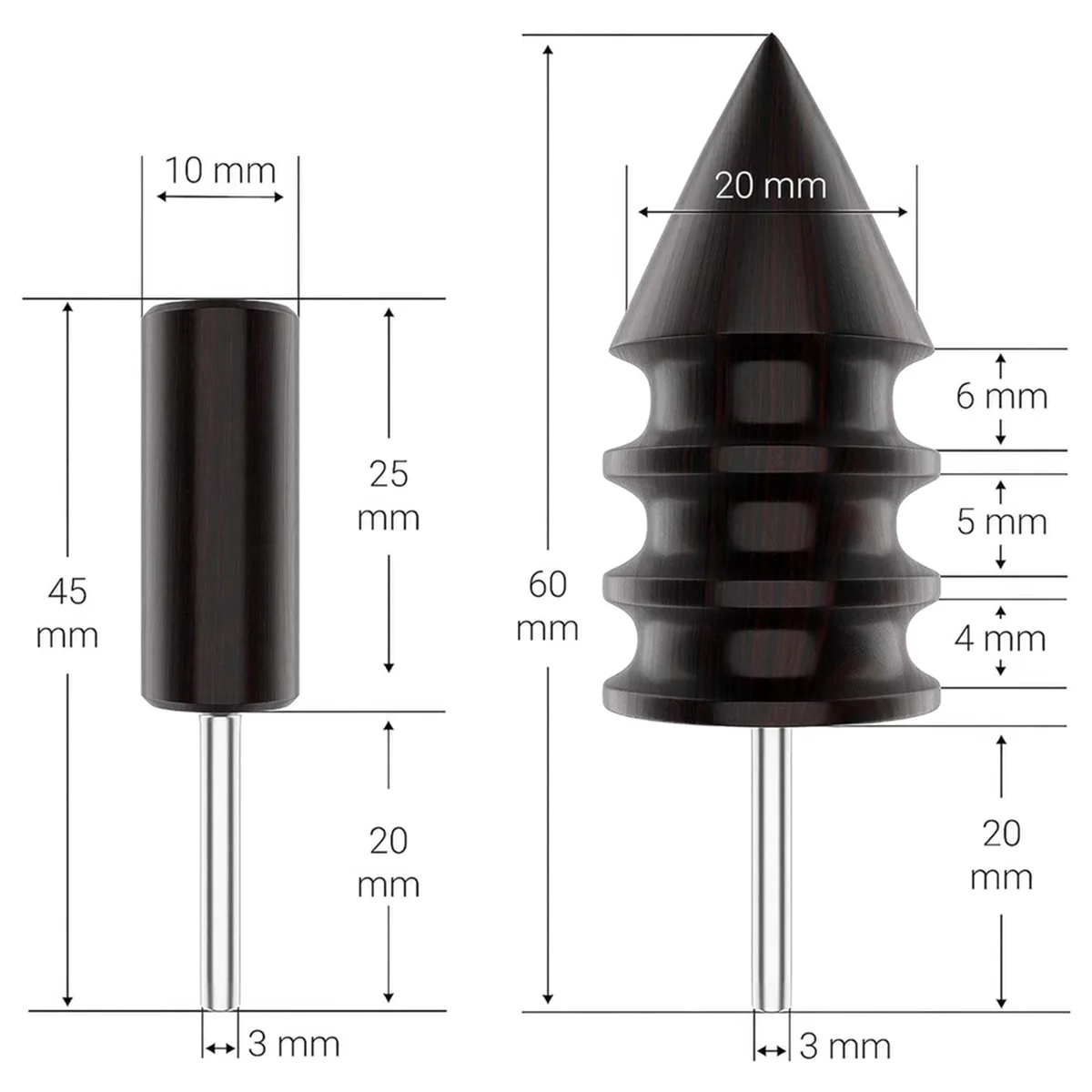 Leather Burnisher Bits for Rotary Tools - 6 Piece Set of Solid Tropical Sandalwood Burnishing Tools Smooth Leather Edge