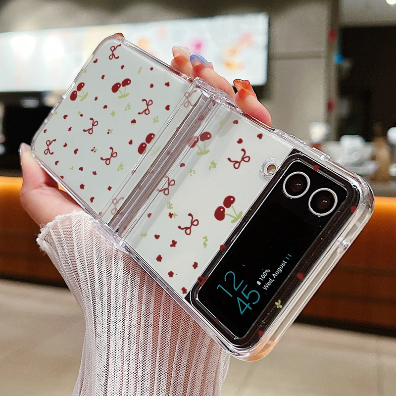 Niedliche Handyhülle mit großem Kirschdruck für Samsung Galaxy Z Flip7 FE 8 7 6 5 4 3, harte, klare Falthülle für Samsung Z Flip8 Flip6 – Detail 13