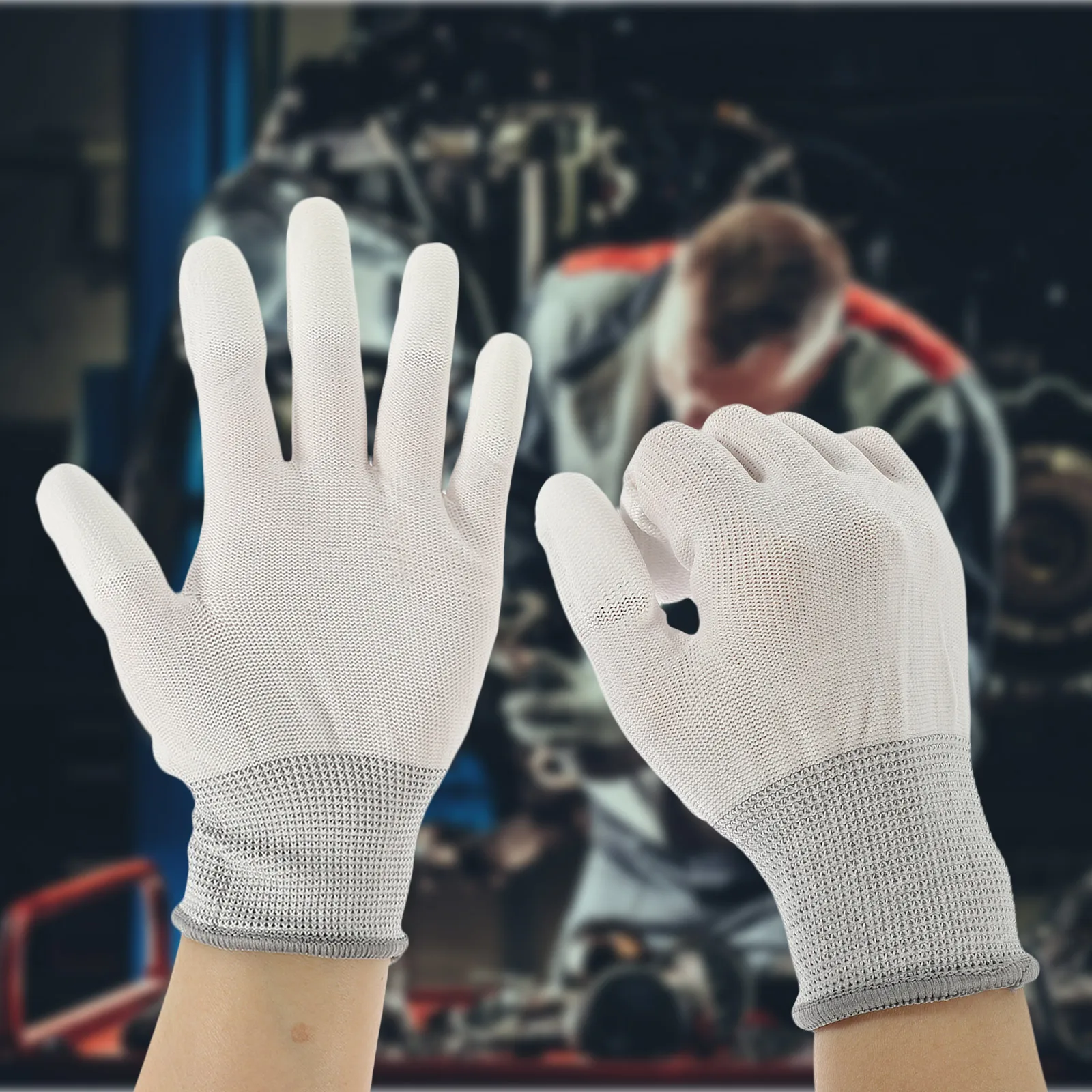 

PU Finger Gloves Industrial Protective Work Wear Breathable Nylon Gardening Construction Auto Repair Mechanical