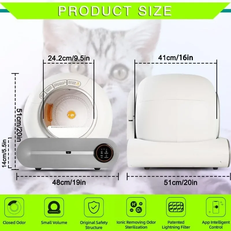 Imagem -05 - Tonepie-smart Self Cleaning Cat Litter Box com App Controle Wifi 65l Grande Versão em Inglês Autolimpieza Pet Item