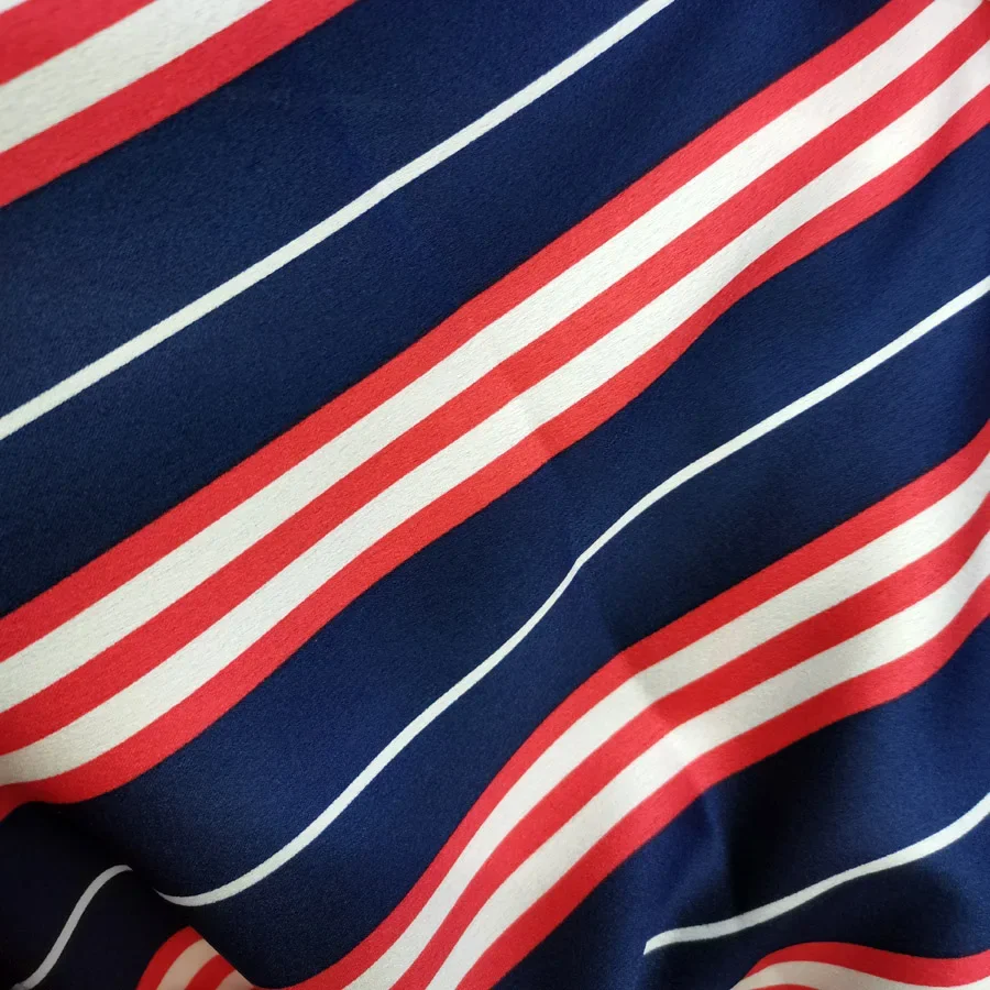 Stripe Dress Fabric Satin Crepe Soft Dropping For Gown Pajamas Glossy Material