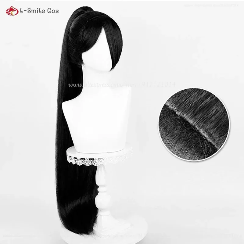 Парик для косплея Sage, черный, 96 см, зажим для хвоста, парики Sage, аниме, парик для косплея, термостойкие синтетические волосы, Хэллоуин для женщин + шапочка для парика