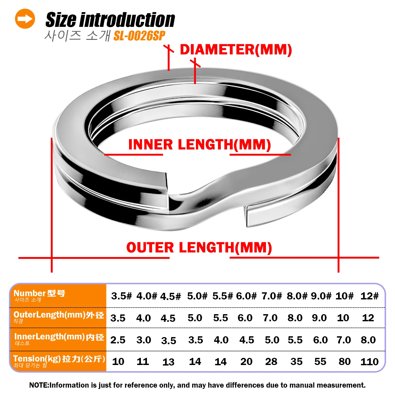 Silver/Black Fishing Split Rings Stainless Steel 3.5-12MM High Strengthen Double Circle Round Snap Pesca Accessories Snap Lure