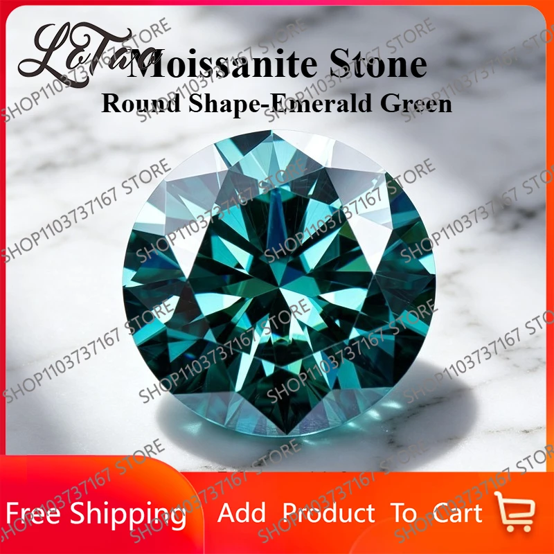 Муассанит круглой огранки, натуральный изумрудно-зеленый, выращенный в лаборатории, для изготовления ювелирных украшений, проходит тест на алмазный анализатор, с сертификатом