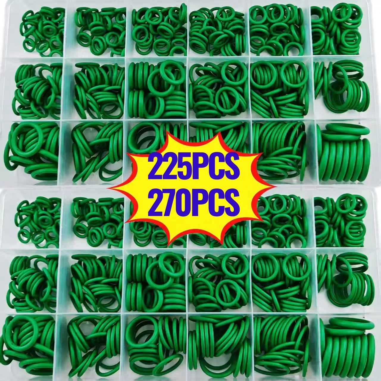 225pcs/270pcs/595pcs Rubber O-Ring Gasket High Quality Car Air Conditioning System Gasket Universal Washer Assortment