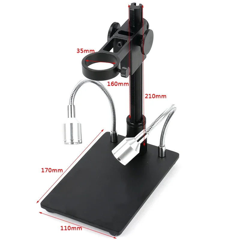 

Adjsutable USB Digital Microscope Camera Stand Aluminum Alloy Holder Bracket Table with LED Light Illumination For PCB Soldering