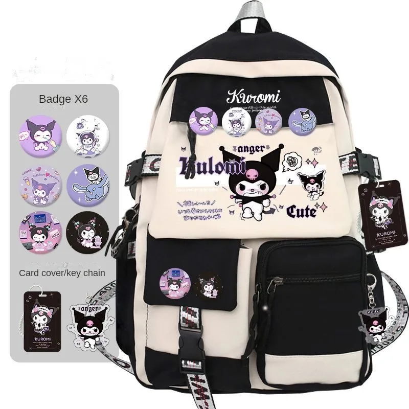 Sanrio Kuromi printed bag Large Capacity student backpack Kawaii cartoon waterproof laptop bag fashion Portable travelling bag