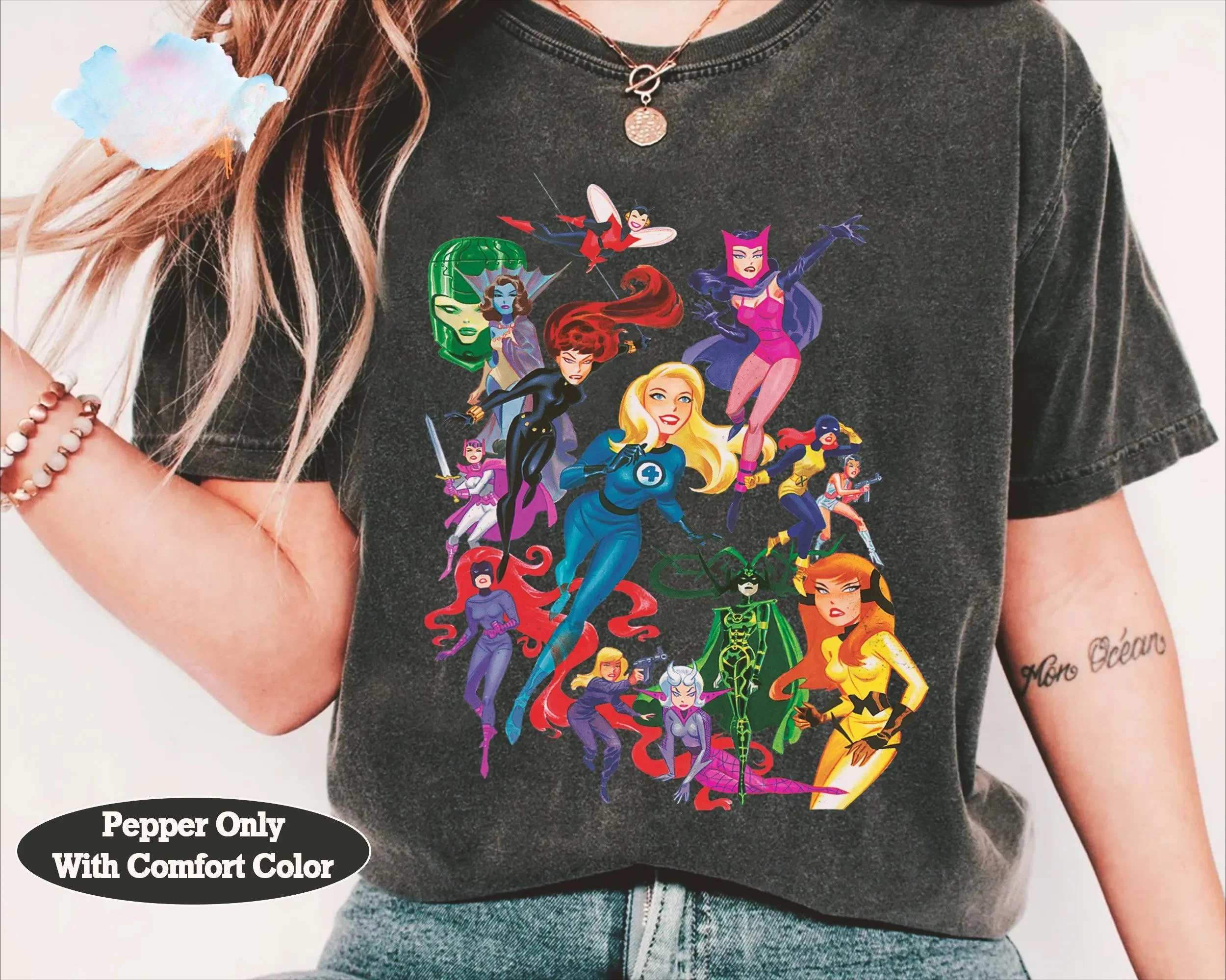 

Women‘s Marvel Female Super Heroes T Shirt Streetwear Pure Cotton Short Sleeve Unisex Oversized Loose Casual Stylish