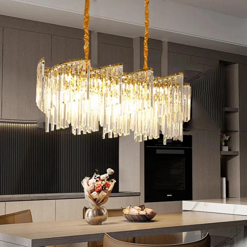 Decoración de lujo para el hogar, lámpara colgante de Techo de Cristal para comedor, lámpara nórdica, lámpara de Cristal dorada