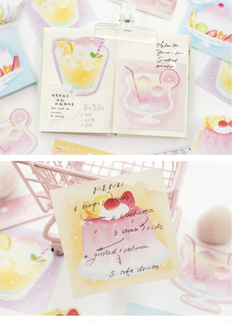 Journal GO 100 Stück Aquarell-Dessert- & Getränke-Weißkraftpapier für Scrapbooking, Fruchtlimonade, Eiscreme, Pudding, Journalmaterial – Detail 9