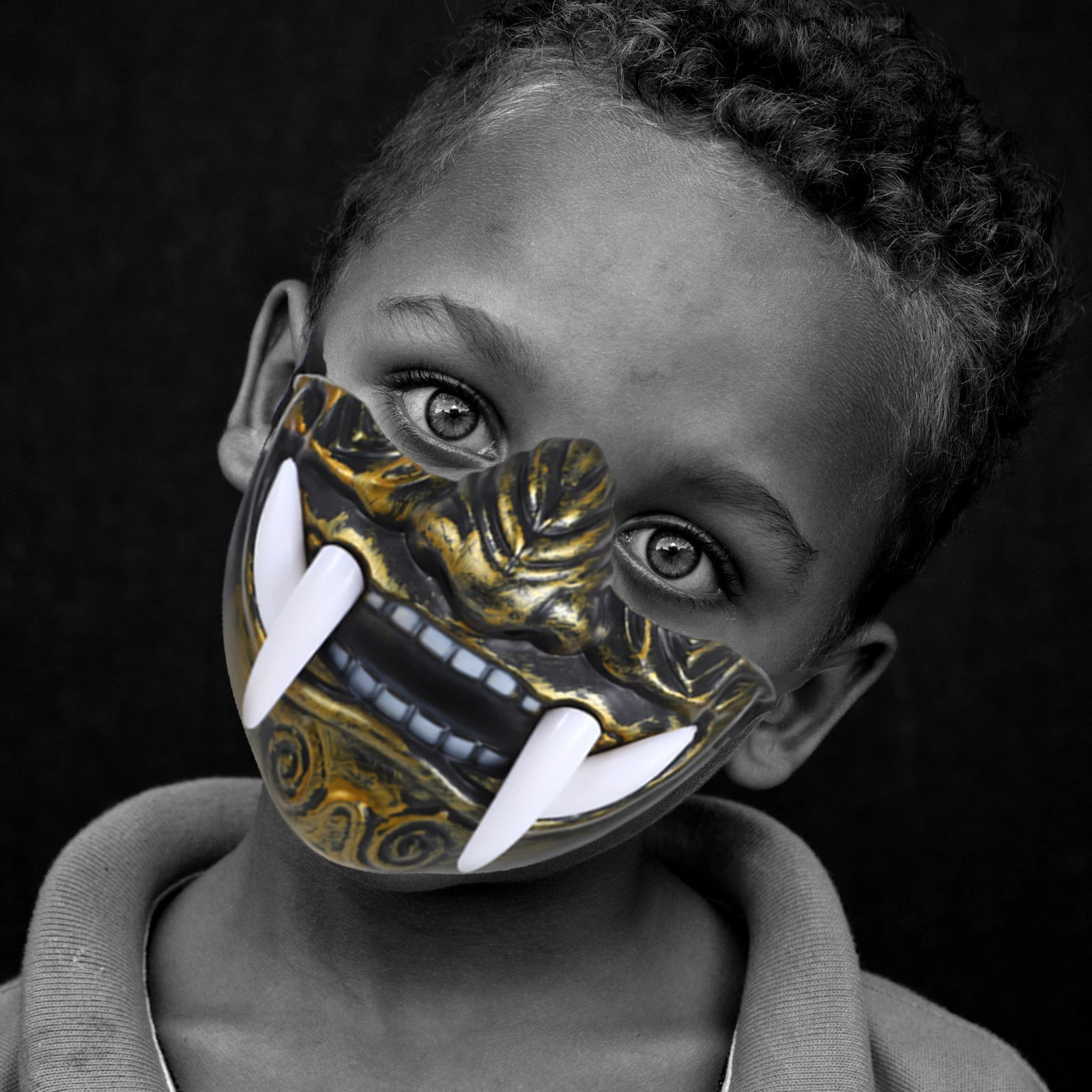 قناع الحكمة زي الهالوين LED الدعامة اليابانية لملحقات تنكرية ذهبية ملكة جمال #5