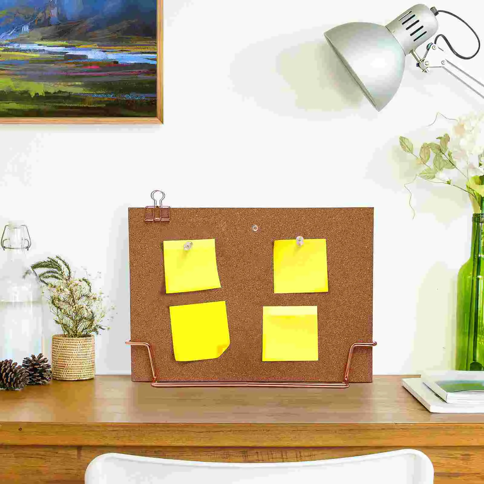 Bulletin Board Kurk Memo voor Bureau Desktop met Standaard Staande Pin Kantoor Houten Bamboe