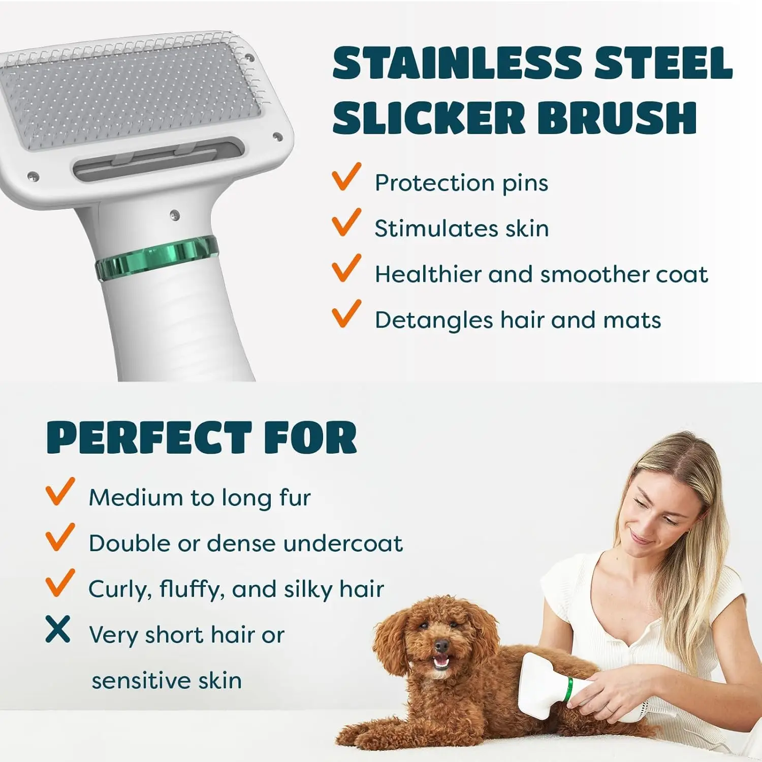 2026 New Upgrade 2-in-1 Dog Dryer with Slicker Brush for Small Dogs and Cats, Pet Hair Dryer, Dog Blow Dryer for Grooming with