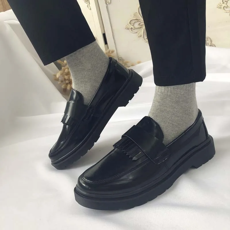 Spring  Summer Men Tassel Thick Soled Loafers Breathable Simple Comfortable Men Height Increasing Work Shoes  Wedding Shoes