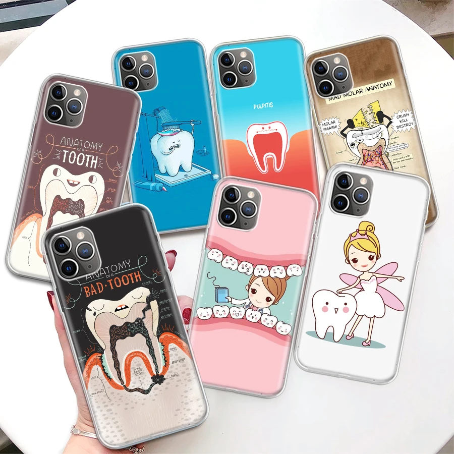 Wisdom Teeth Dentist Tooth Coque Phone Case For iPhone 11 12 13 14 15 16 Pro Max 7 Plus 8 + X XR XS SE Apple Soft Fundas Cover 1