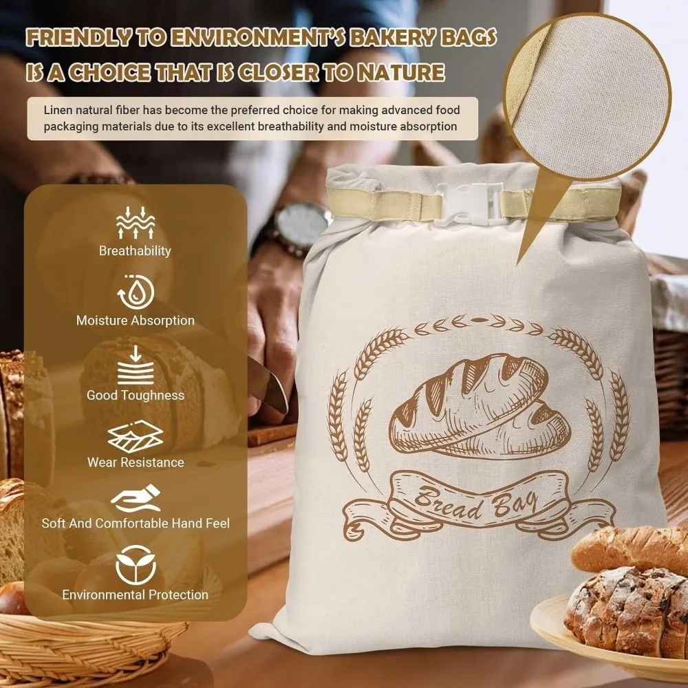 1PC 43*33cm Beeswax Bread Bags Beeswax Coated Reusable Bread Storage Bags Cotton Large Capacity Sourdough Bread Bags