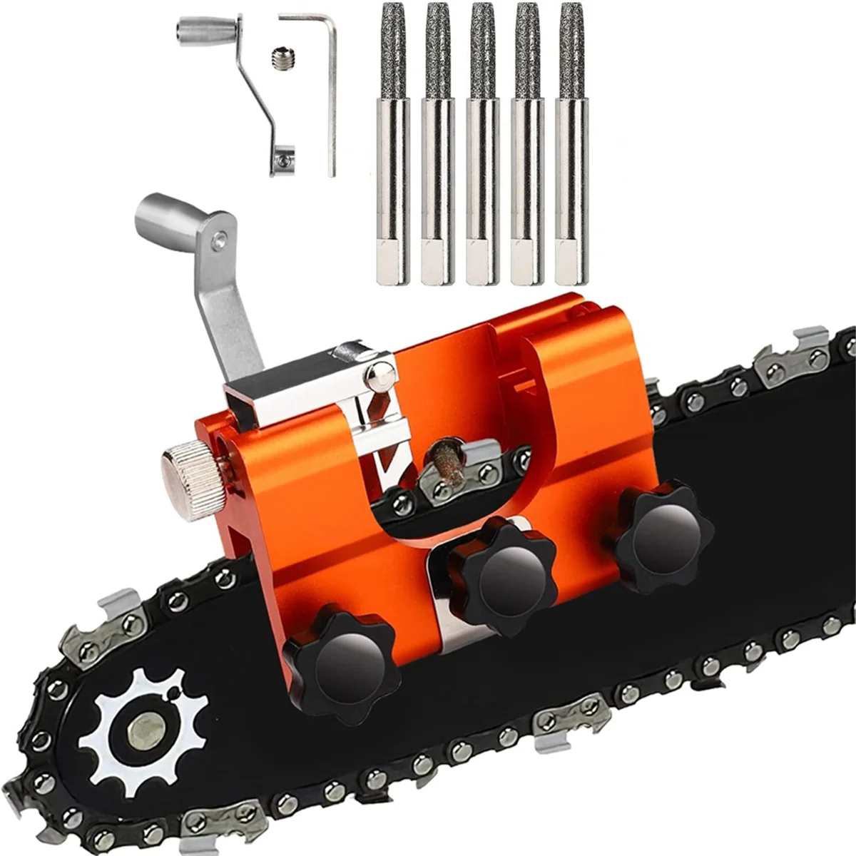 Chainsaw Sharpener Jig, Portable Chainsaw Chain Sharpening Kit with 5 Sharpen Rods for Chain and Electric Saws