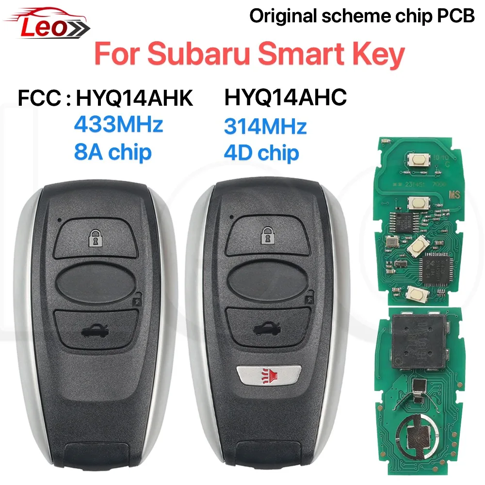 Leo HYQ14AHK/AHC For Subaru Forester Impreza Legacy XV BRZ Legacy Outback Ascent smart key 231451-5801/7000 433/314MHz 8A/4Dchip