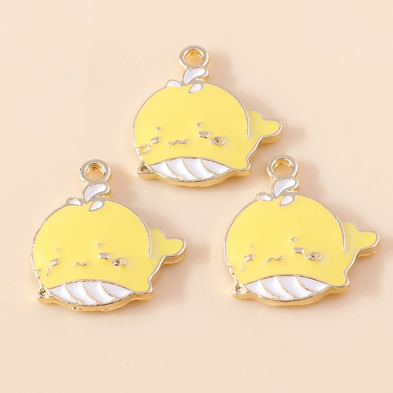 20pcs 17x19mm Cartoon Enamel Marine Life Whale Charms Pendants for Jewelry Making Necklaces Earrings Bracelets DIY Crafts Supply