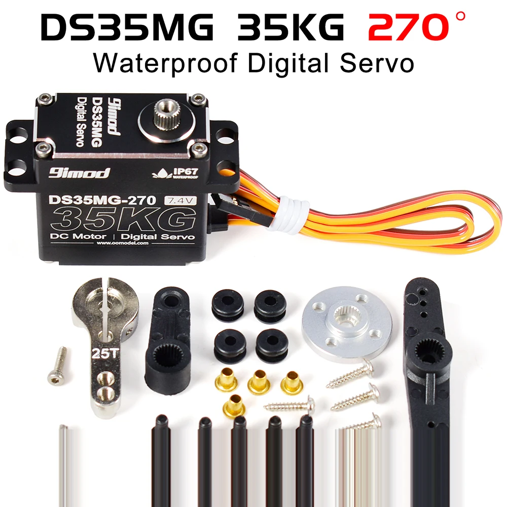 9imod DS35MG 35 kg wasserdichtes Servo 180 ° /270 ° Vollaluminiumgehäuse, Edelstahlgetriebe mit hohem Drehmoment für 1/8 1/10 RC Car – Detail 11