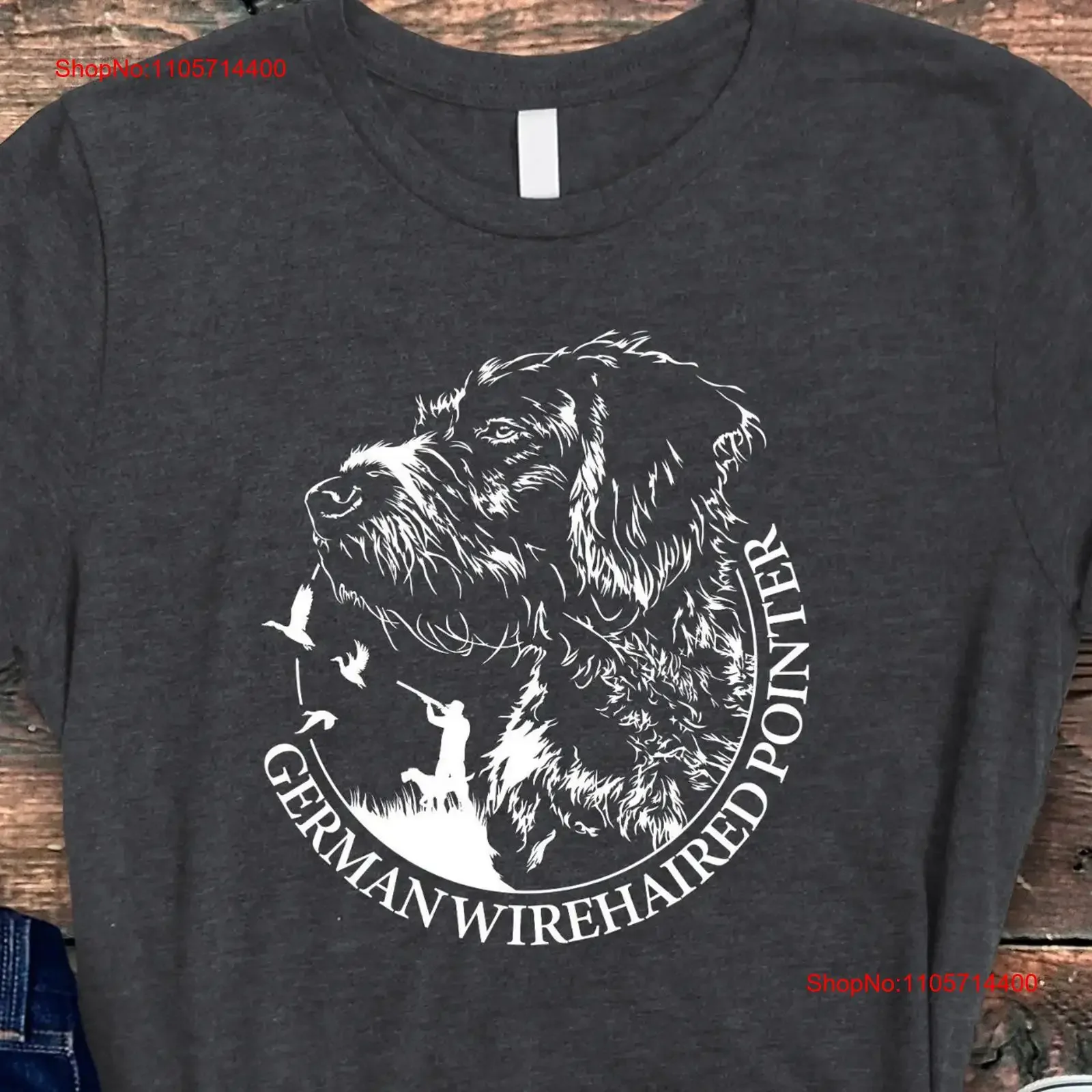 German Wirehaired Pointer T Shirt Hunting Dog Bird GWP Dad Mom vintage Washed Top For Everyday Wear Casual fashion Comfortable