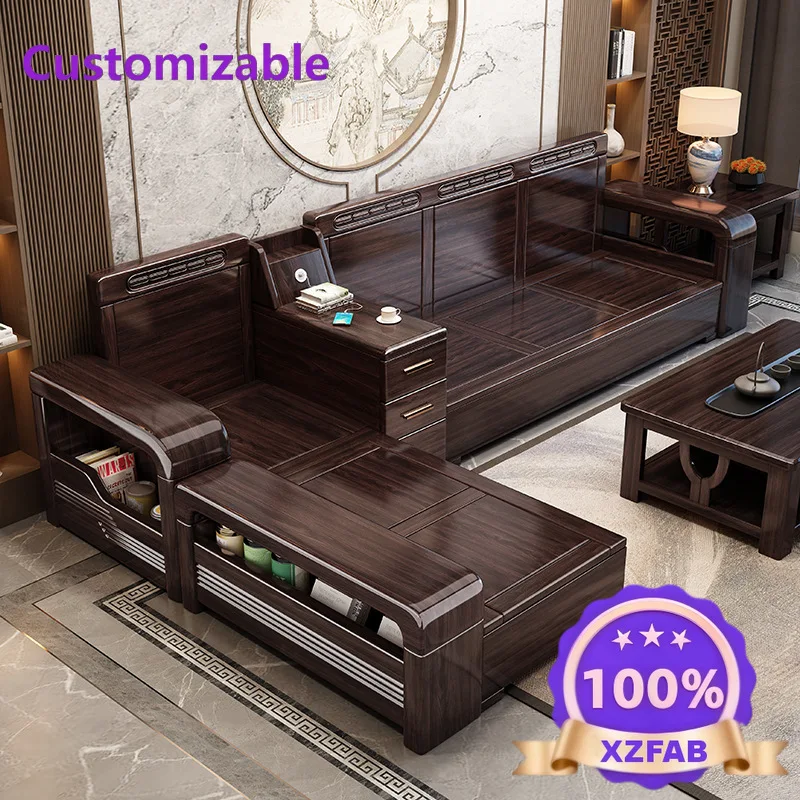 Factory Direct 2026 Purple gold sandalwood solid wood sofa All solid wood small apartment household living room Modern simple