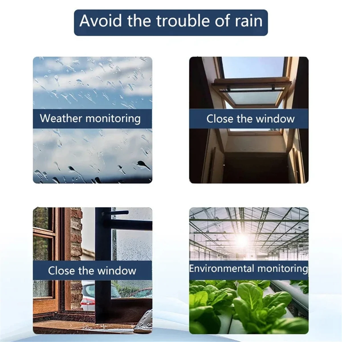 B02B-Tuya Smart Zigbee Rain Sensor with Light Detector Solar Operated IPX6 Waterproof Rain Detector Remote Control