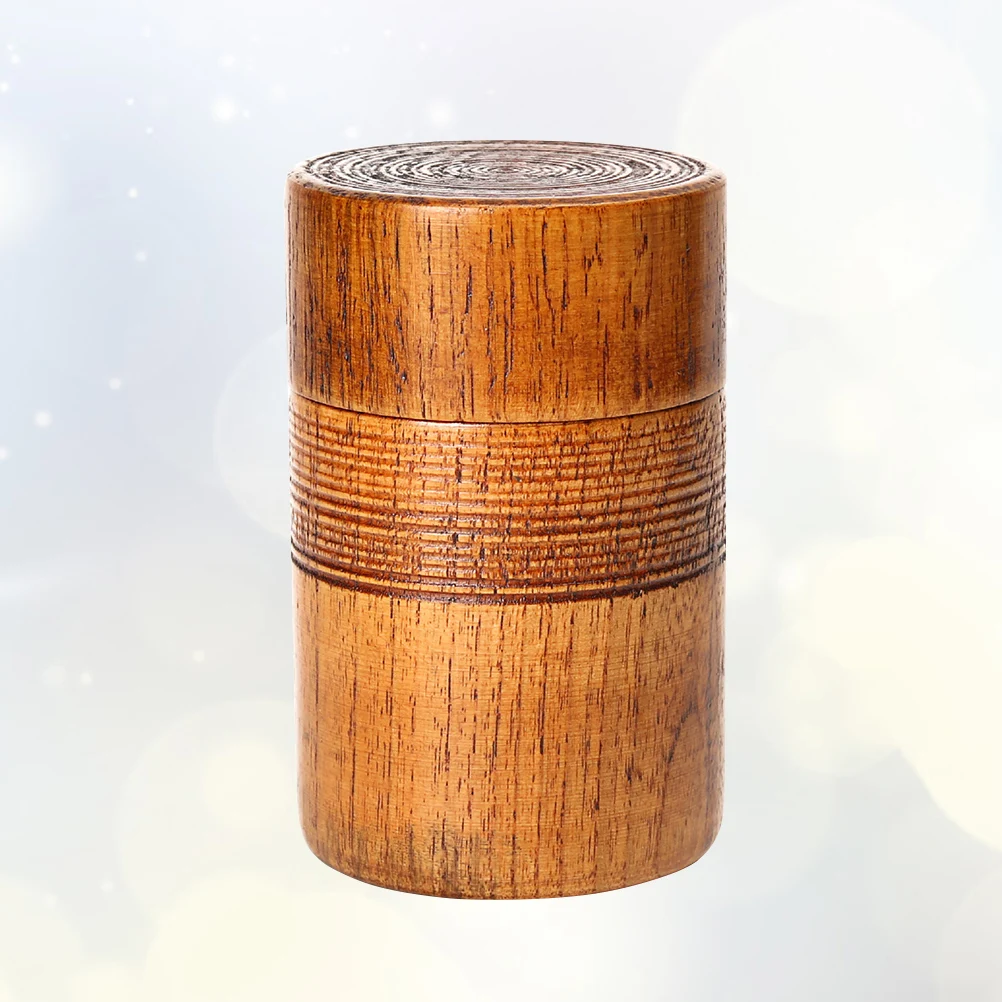 

1pc Classical Wooden Sealing Container Tea Drum Sealed Can Chinese Style Round Shape for Home (Brown)