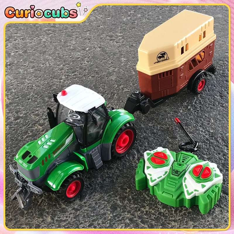 

1:24 RC Farmer's Truck 27 Mhz Remote Control Farm Tractor Trailer Engineering Vehicle Transportation Car Model Toy Kid Boy Gift