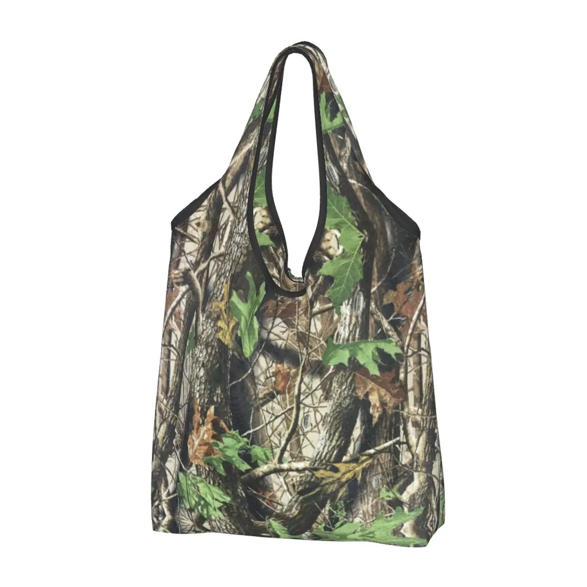 Cute Printed Real Tree Camouflage Camo Pattern Tote Shopping Bag Portable Shoulder Shopper Handbag