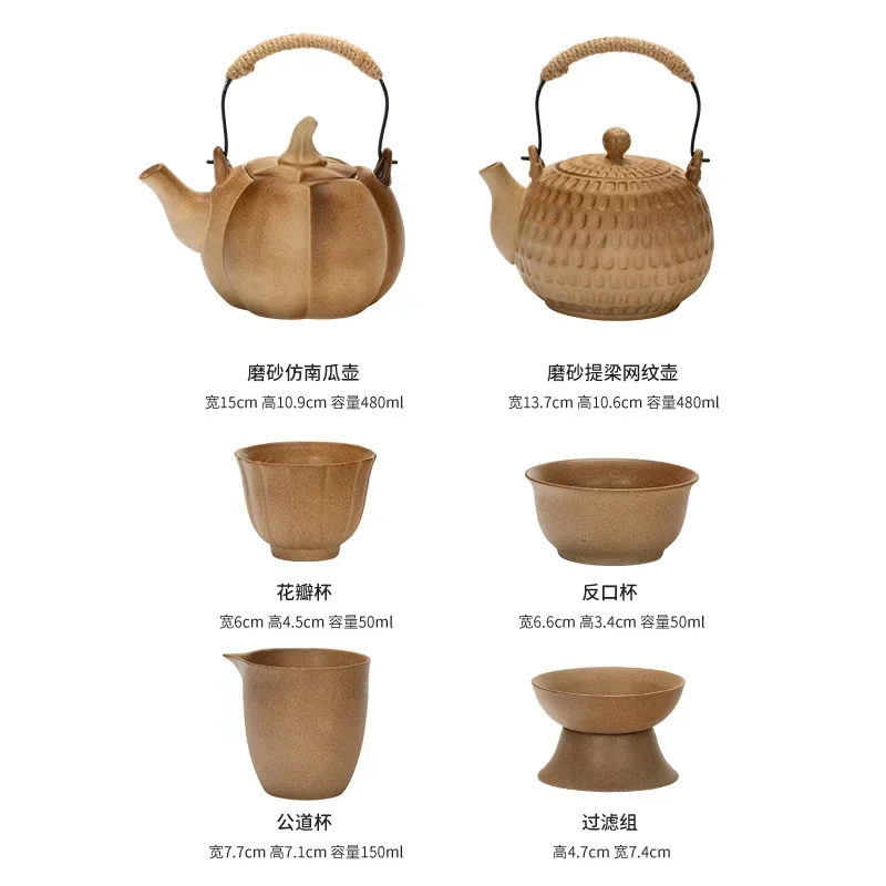 480ML Ceramics Boiling Teapot High Temperature Resistance Outdoor Kettle Explosion-proof Pumpkin Puer Tea  Productos Chinos