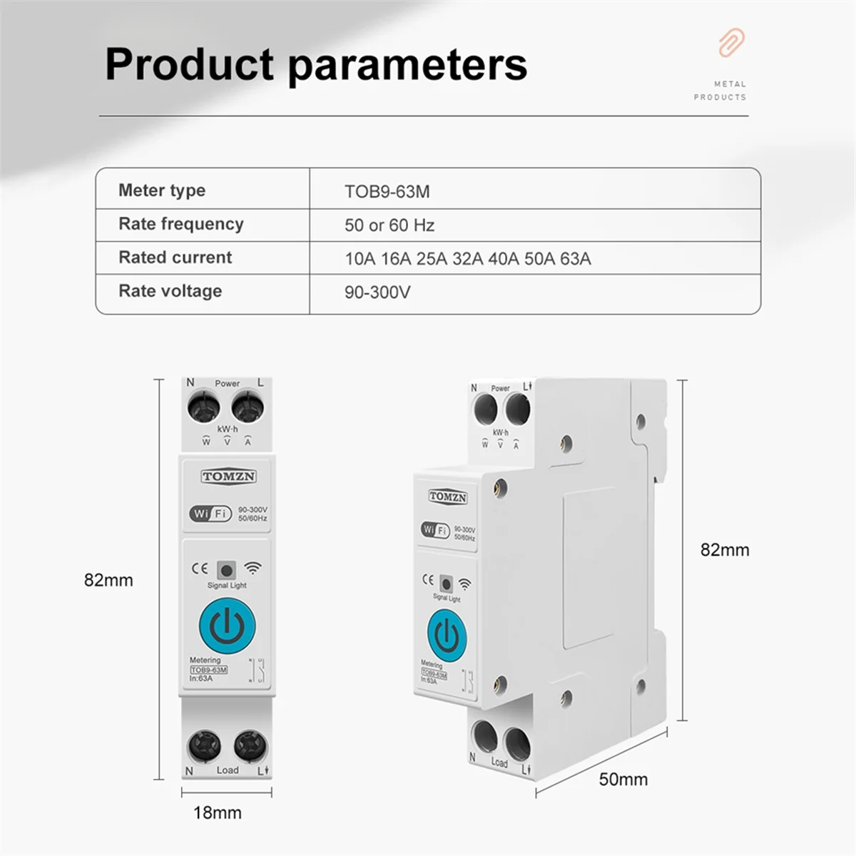 ABJS 63A 1P + N WIFI умный переключатель счетчик энергии таймер реле MCB TUYA защита от напряжения и тока, измерение TOB9-63M