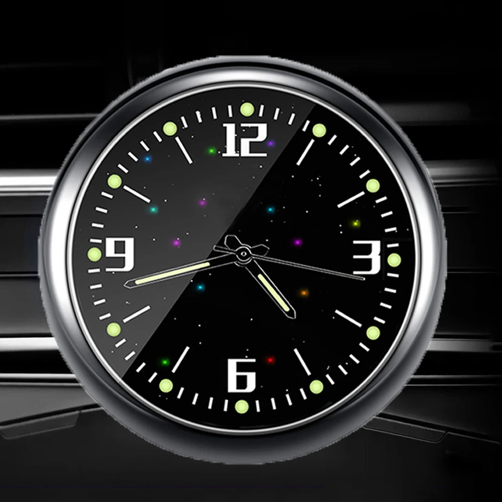 Luminous Car Clock Air Outlet Mini Quartz Clock With Clip Auto Ornament Internal Stick-On Waterproof Watch Car Accessories Gift
