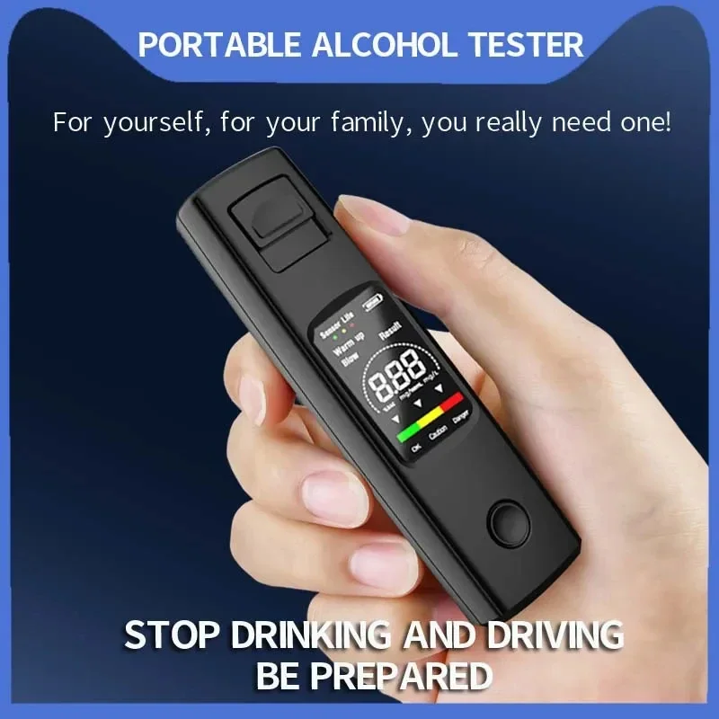 Portable Alcohol Tester Professional High Sensitivity Breathalyzer Alcohol Test Digital Breath Alcohol Tester Type-C Charging