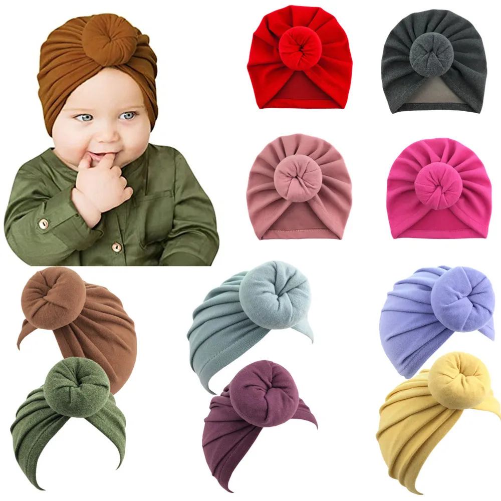 

60 Pcs Wholesale New Baby Toddler Rabbit Plush Beanie Baby Fall Winter Warm Donut Pullover Hat Indian Hat