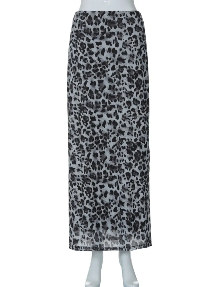 Women's Clothing New Summer Leopard Print Skirt Simple Style All-match Long Skirts Package Hip Temperament Contrast Fashion Slim