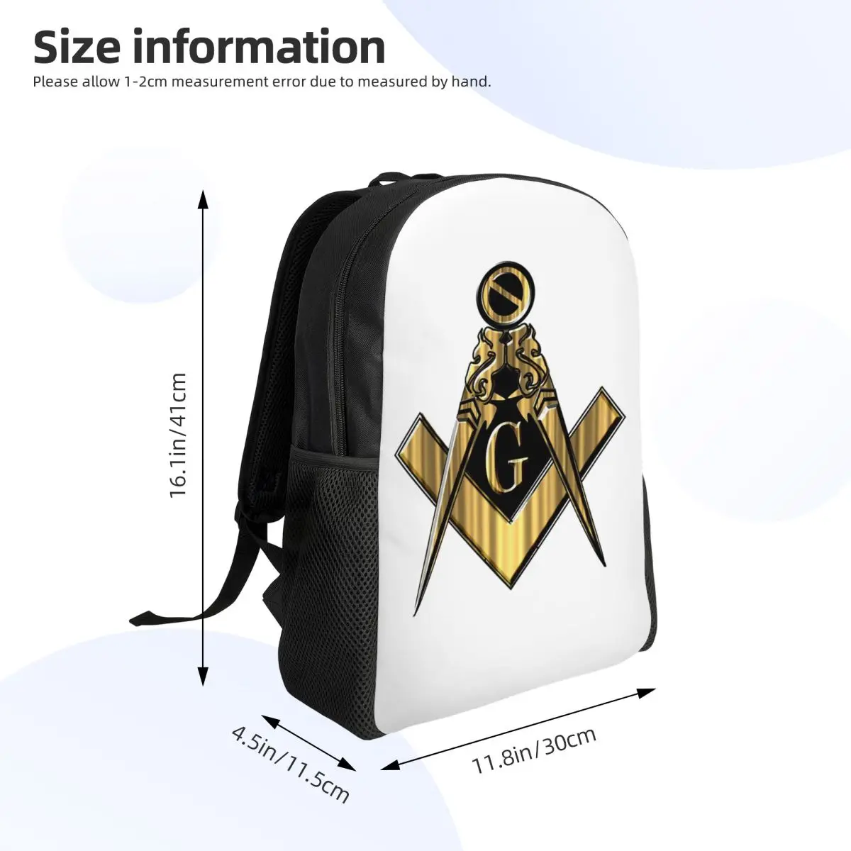 Masonic Freemason Student Backpack School Bag Hiking Travel Daypack for Men Women Fashion Bookbag Shoulder Bags