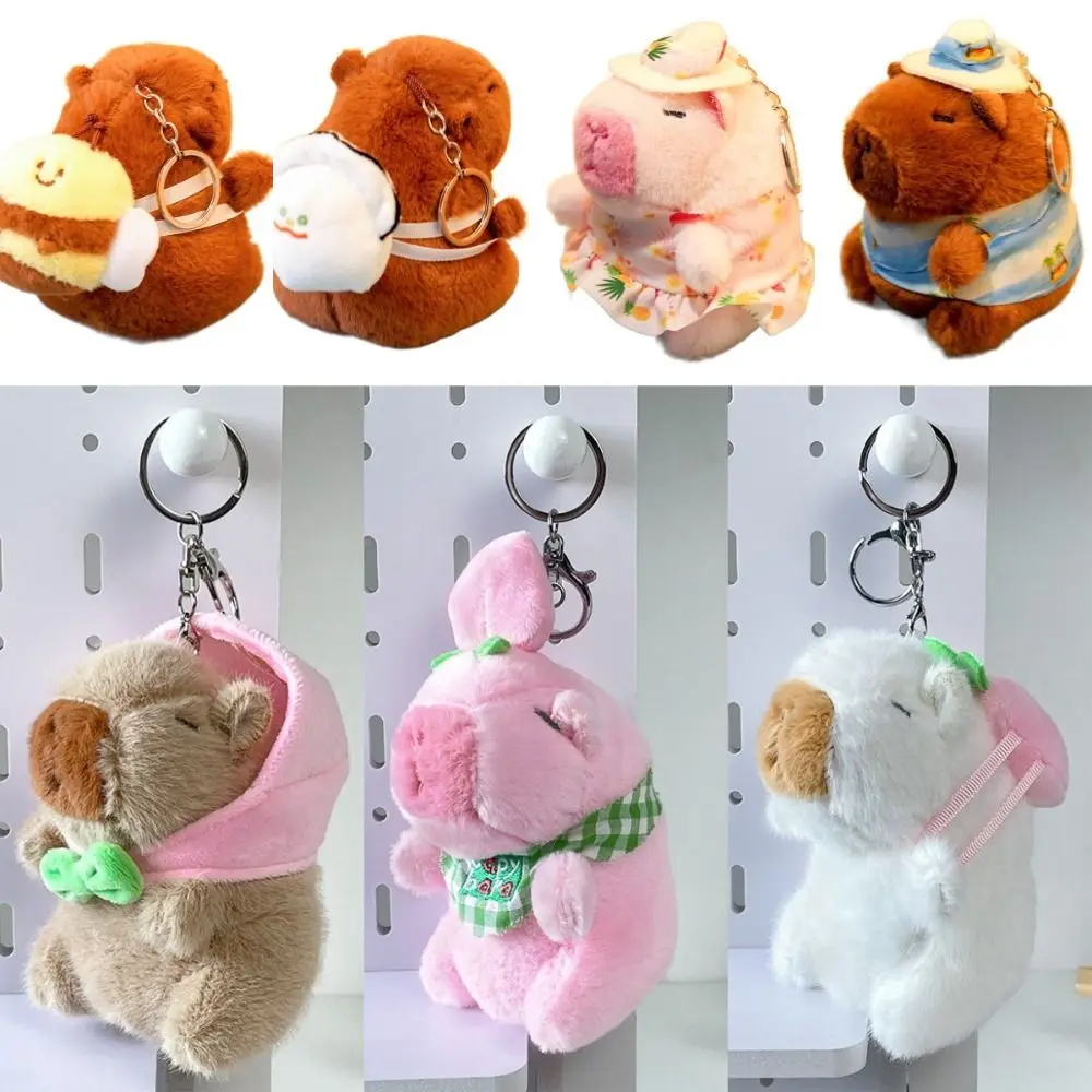 Cute Multicolor Pink Dolphin Pendant 10-13cm Plush Kapibala Hanging Birthday Gift Soft Pufferfish Mouse Keychain Car Couple