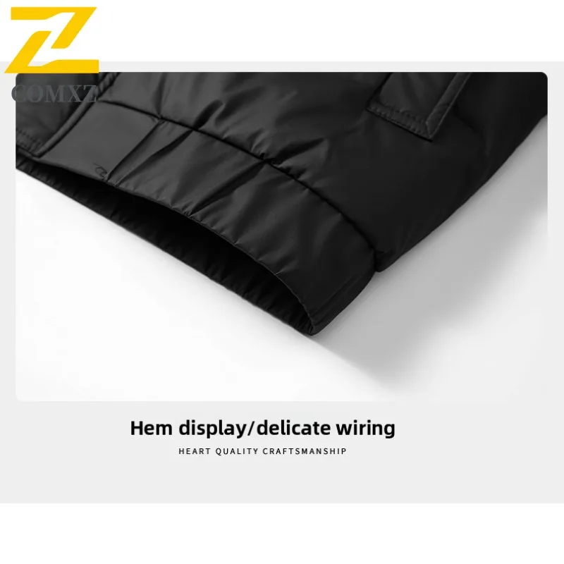 COMXZ 2025 Winter Men's Short Stand Collar Down Jacket Casual Trendy White Duck Feather Coat Lightweight Warm Mid Age Outwear