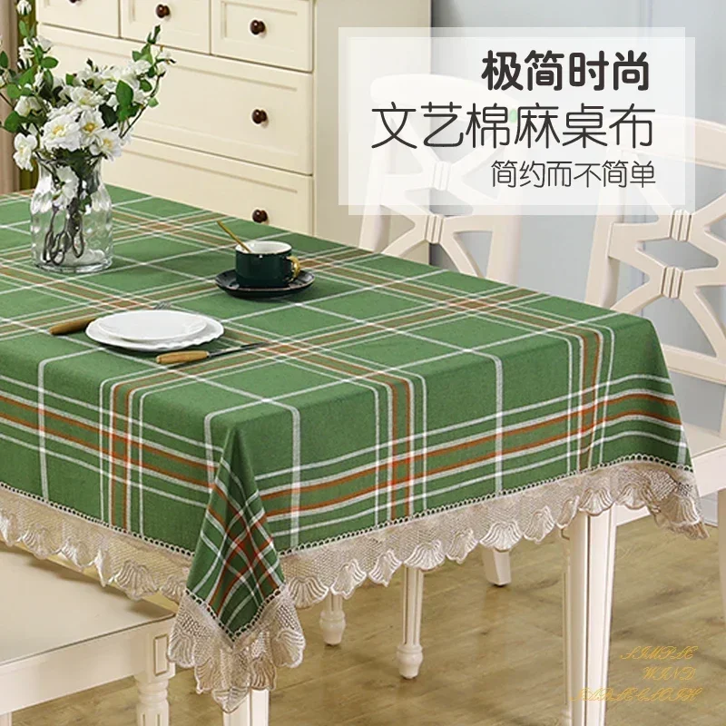 

Cotton linen plaid tablecloth dining table cloth rectangular dining table cloth art